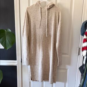 Bohme Cream Knit Hoodie Midi Dress